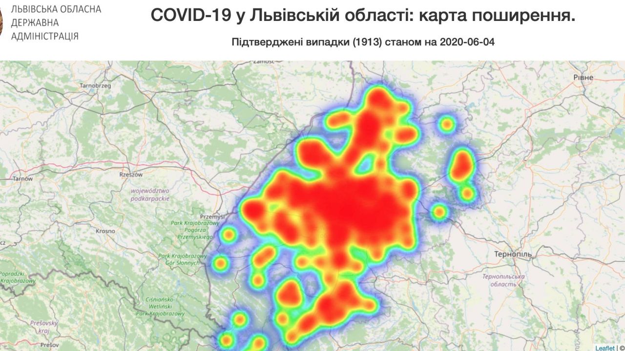 Карта поширення коронавірусу на сайті ЛОДА не оновлюється з 4 червня. 