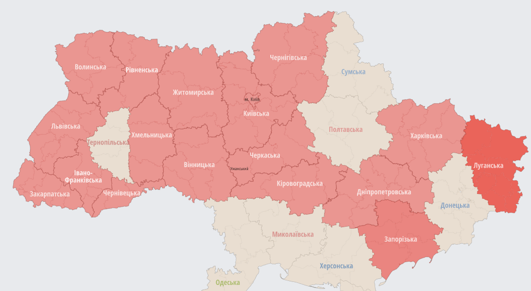 Карта повітряної тривоги онлайн