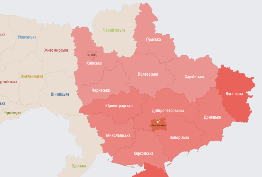 Карта повітряної тривоги україна